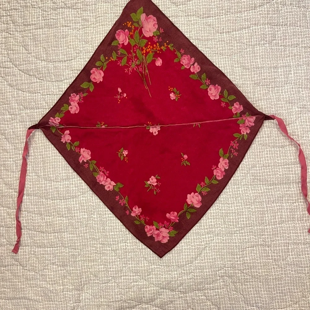 Silk Dainty Floral Red Scarf